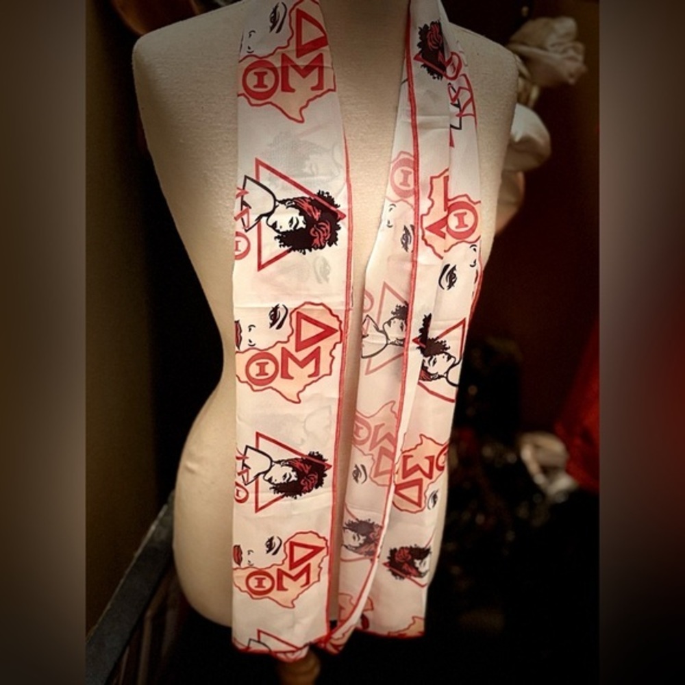 Delta Sorority Red and White Scarf